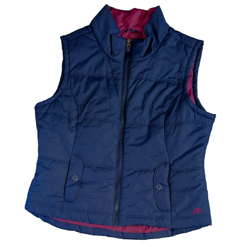 Aeropostale Puffer Vest  Womens Large Navy Quilted Full Zip Pockets Outdoor Coat